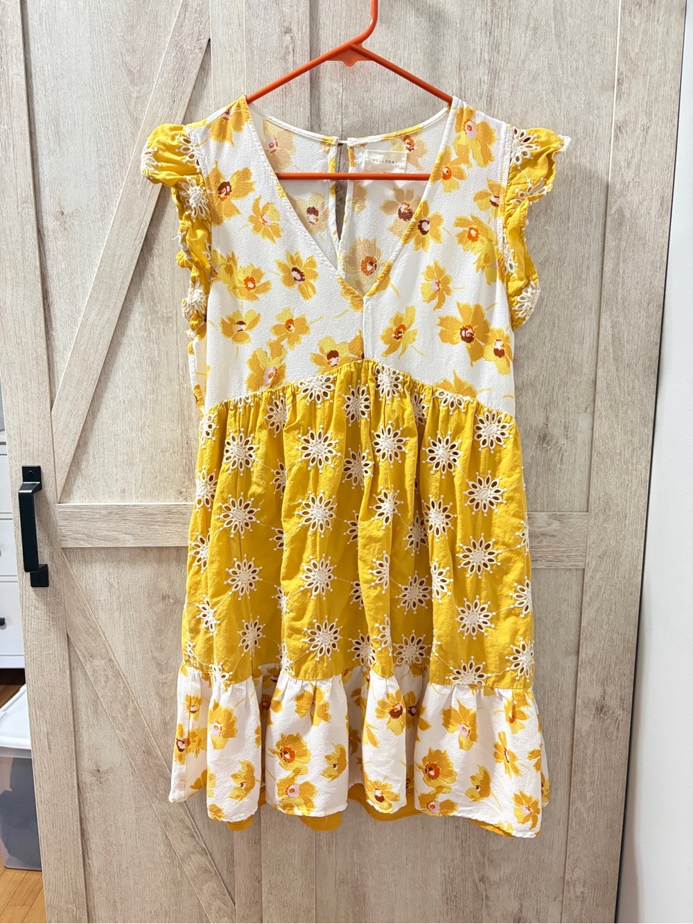 MELLODAY Yellow Floral Mixed-Tier Sundress